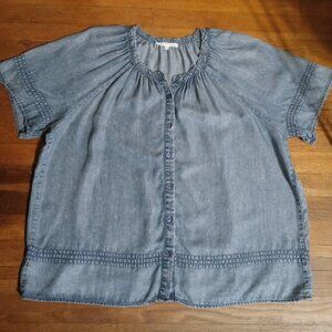 JANE AND DELANCEY plus lyocell short sleeve button down shirt (1X)